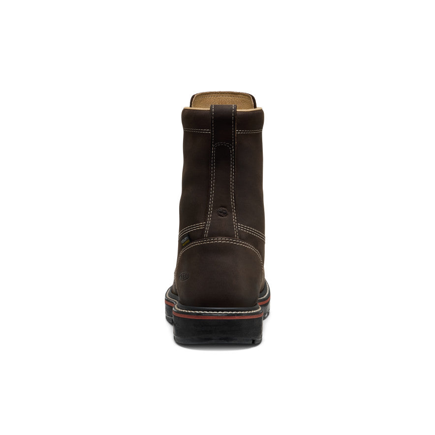 Keen New | Men's Liberty 8" Waterproof 90° Heel Boot (Carbon Toe) Coffee Bean/Black