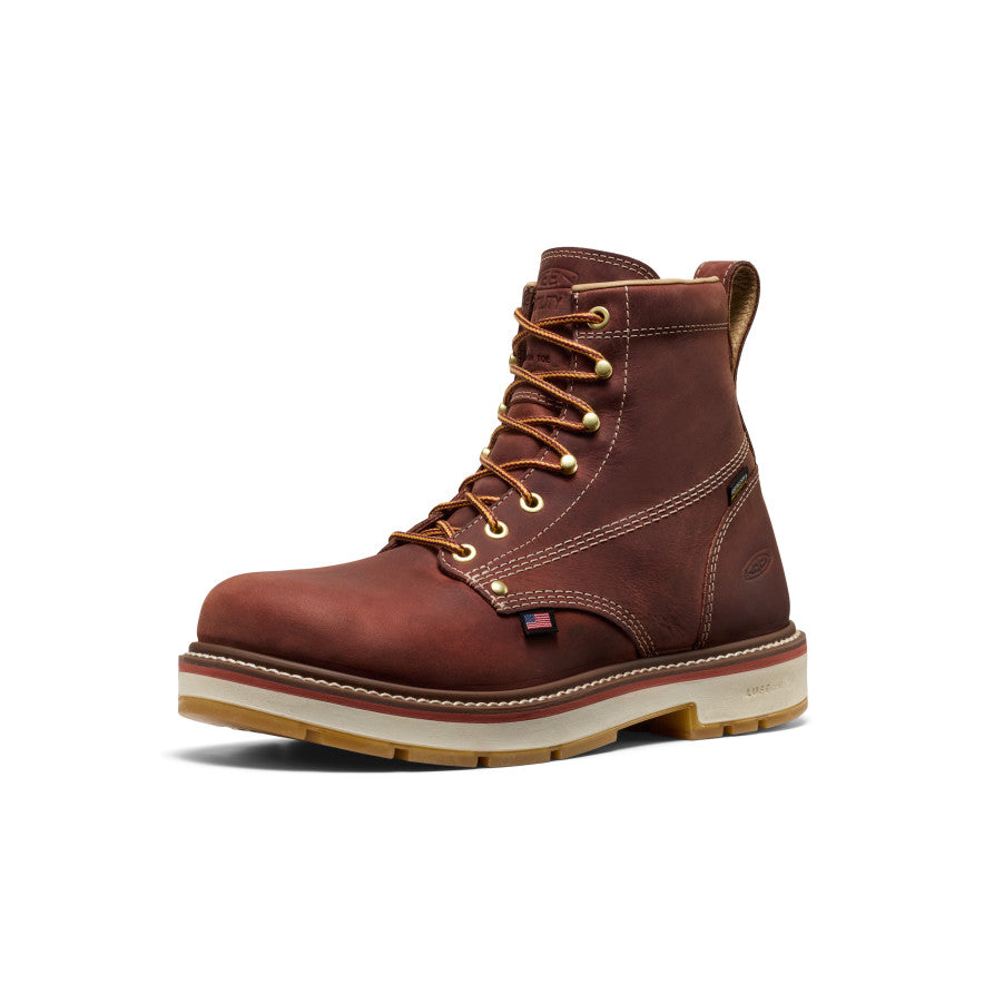 Keen US | Men's Liberty 6" Waterproof 90° Heel Boot (Carbon Toe) Bombay Brown/Gum