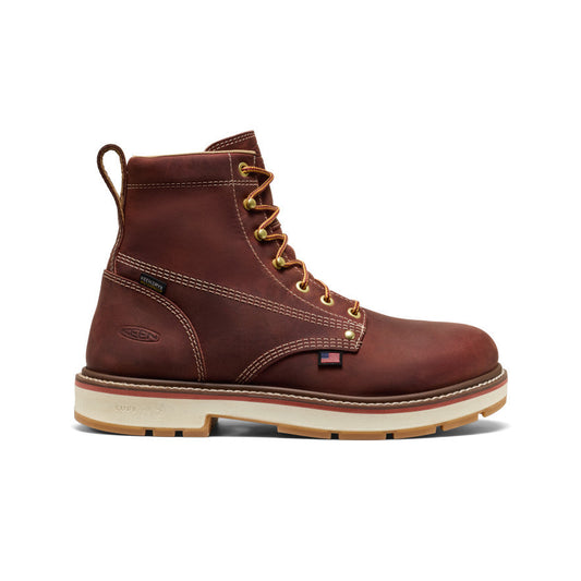 Keen Near Me | Men's Liberty 6" Waterproof 90° Heel Boot (Soft Toe) Bombay Brown/Gum