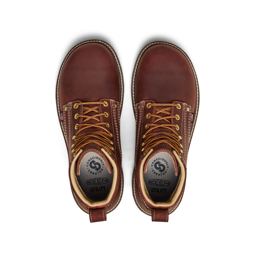 Keen Near Me | Men's Liberty 6" Waterproof 90° Heel Boot (Soft Toe) Bombay Brown/Gum