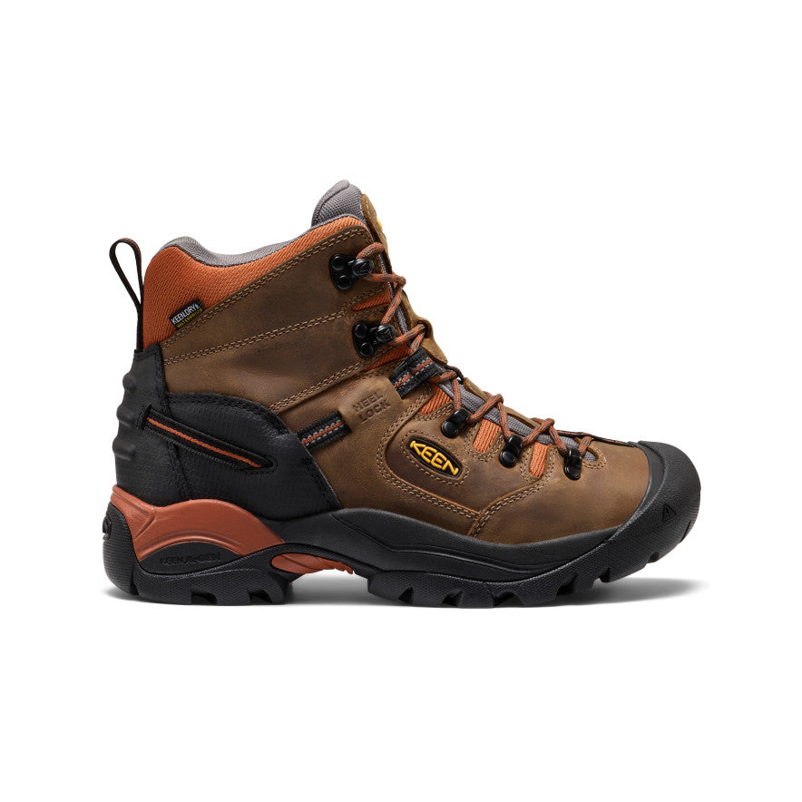 Keen Near Me | Men's Pittsburgh Energy 6" Waterproof Boot (Soft Toe) Cascade Brown/Black