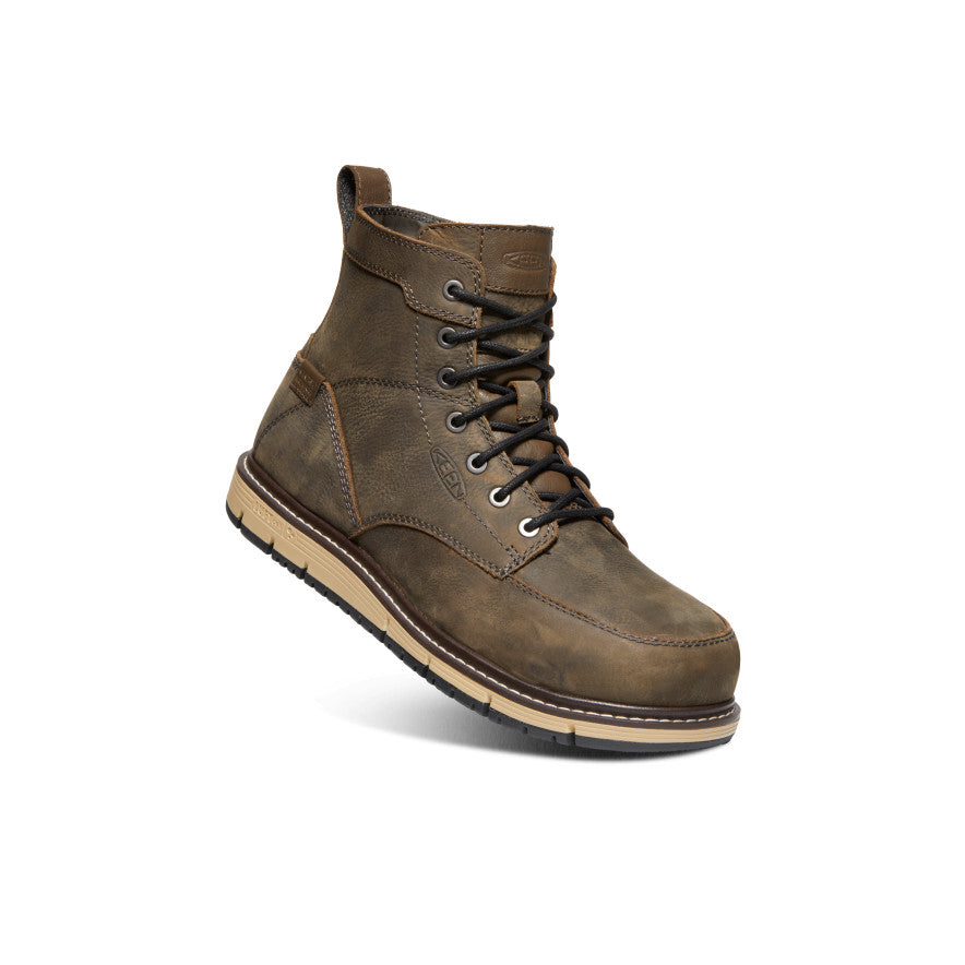 Keen Near Me | Men's San Jose 6" Waterproof Boot (Aluminum Toe) Cascade Brown/Black