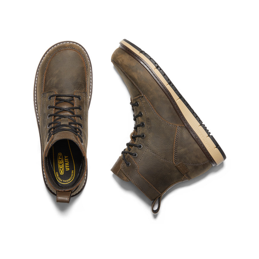 Keen Near Me | Men's San Jose 6" Waterproof Boot (Aluminum Toe) Cascade Brown/Black