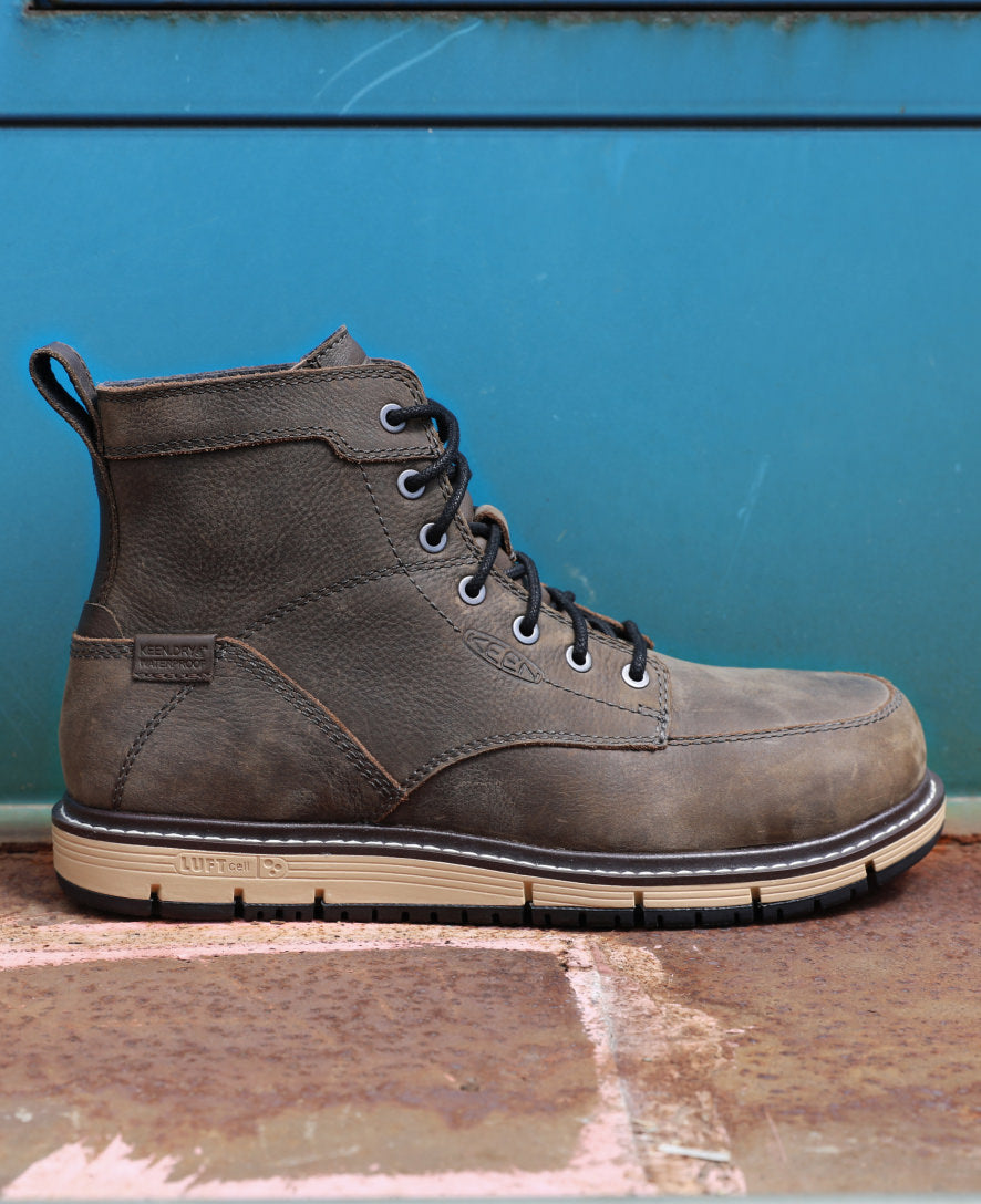 Keen Near Me | Men's San Jose 6" Waterproof Boot (Aluminum Toe) Cascade Brown/Black