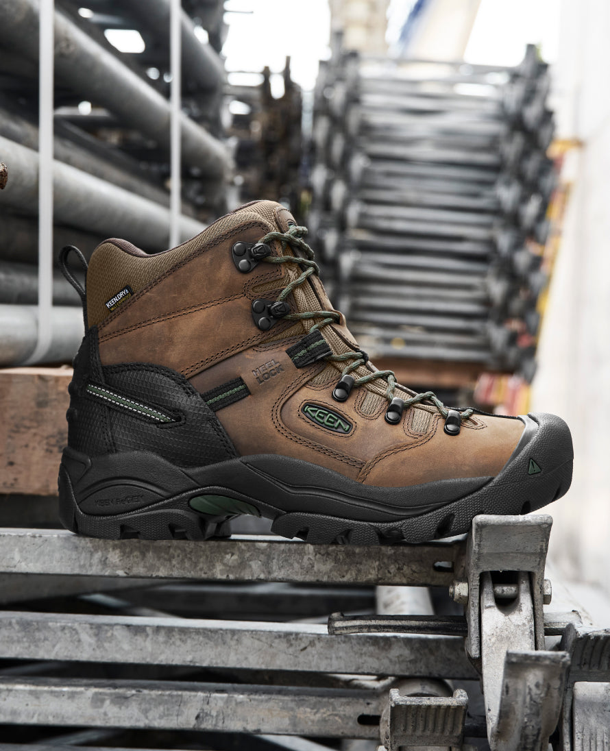 Keen Online | Men's Pittsburgh Energy 6" Waterproof Boot (Carbon Toe) Cascade Brown/Greener Pastures