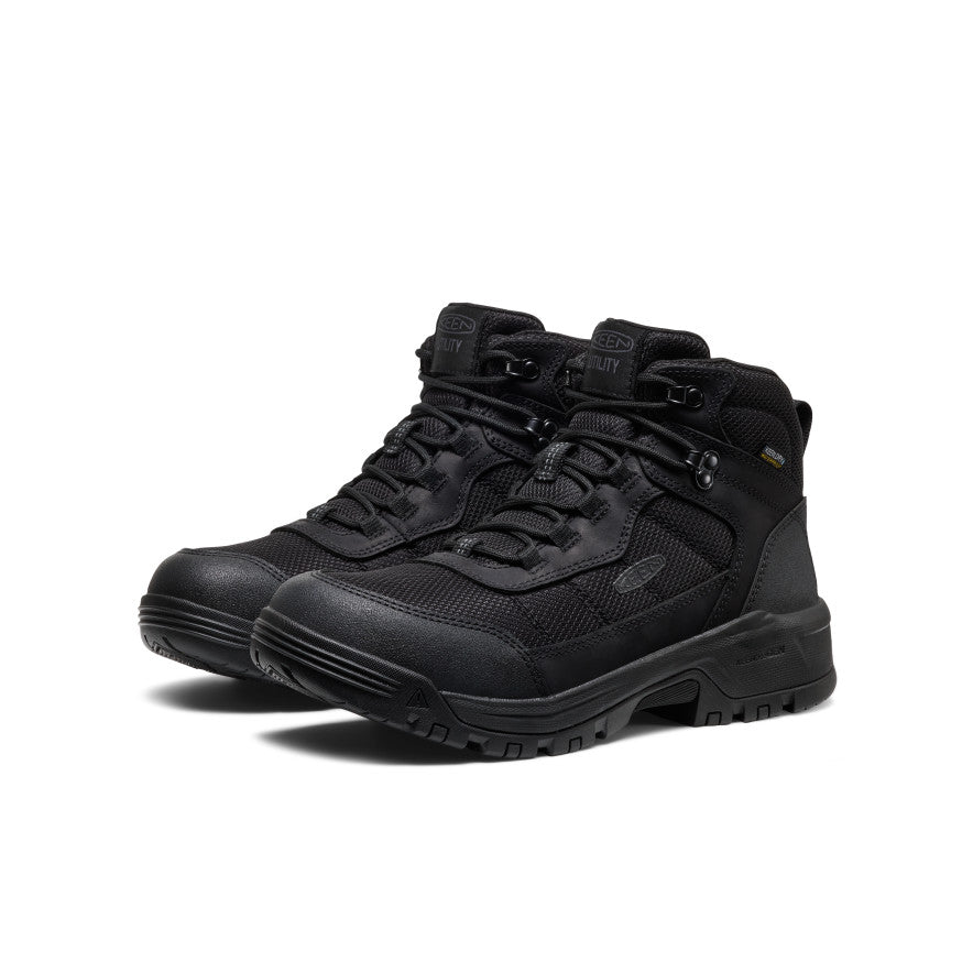 Keen Popular style | Men's Skokie Waterproof Work Boot (Soft Toe) Black/Black