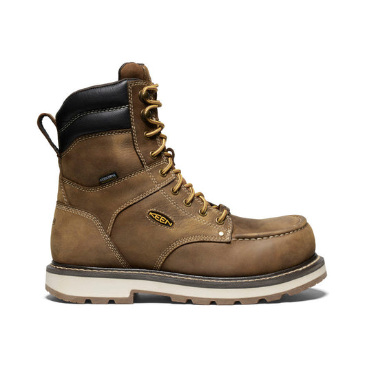 Keen New | Men's Cincinnati 8" Waterproof 90° Heel Boot (Carbon Toe) Belgian/Sandshell