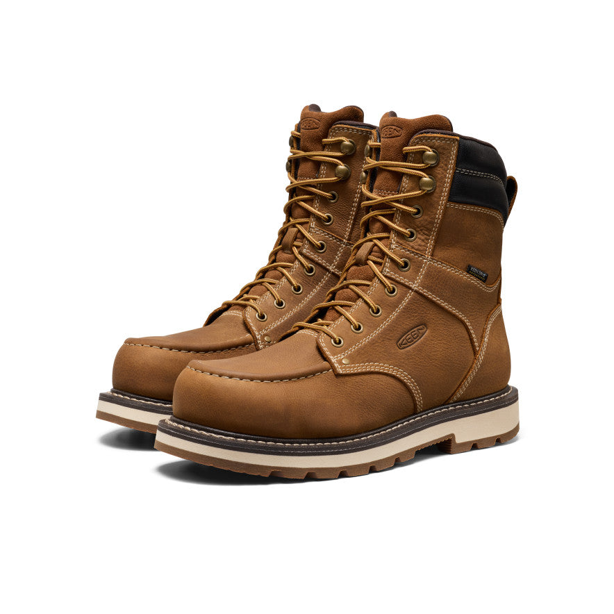 Keen New | Men's Cincinnati 8" Waterproof 90° Heel Boot (Carbon Toe) Belgian/Sandshell