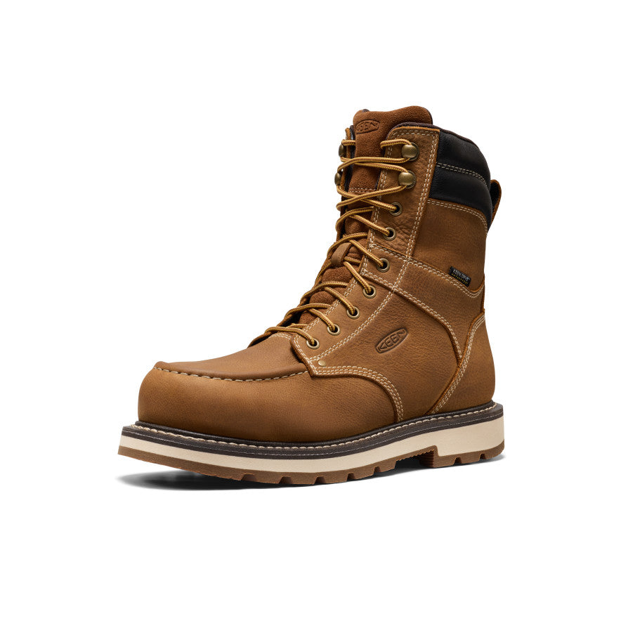 Keen New | Men's Cincinnati 8" Waterproof 90° Heel Boot (Carbon Toe) Belgian/Sandshell