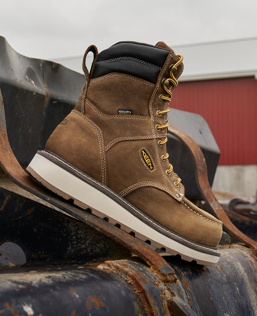 Keen Near Me | Men's Cincinnati 8" Waterproof Boot (Carbon Toe) Belgian/Sandshell