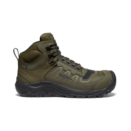 Keen Online | Men's Reno Mid Waterproof (Carbon Toe) Dark Olive/Black