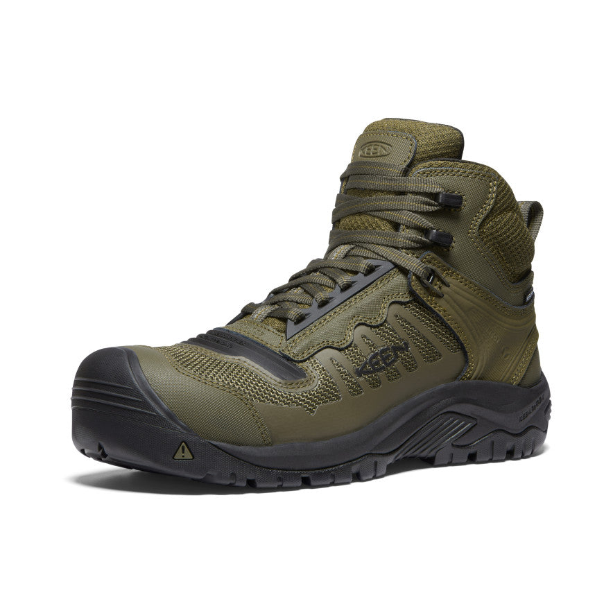 Keen Online | Men's Reno Mid Waterproof (Carbon Toe) Dark Olive/Black