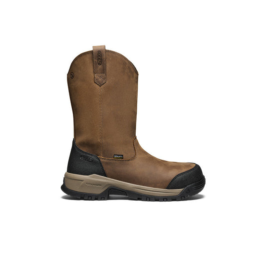 Keen Outlet | Men's Evanston Pull-On Waterproof Boot (Carbon Toe) Bison/Black