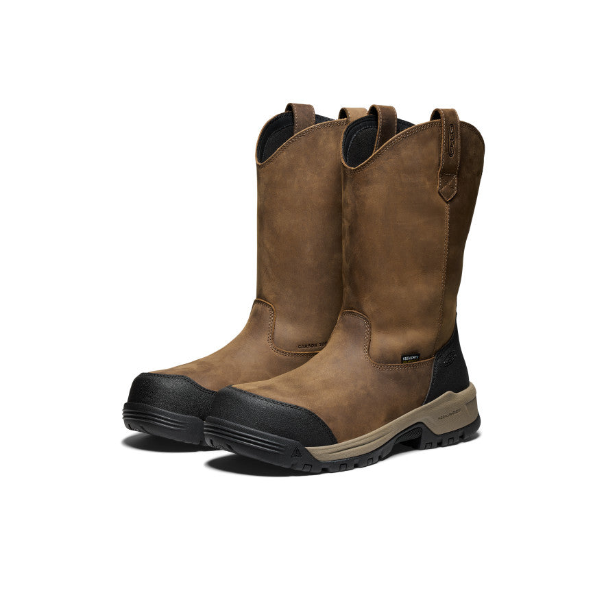 Keen Outlet | Men's Evanston Pull-On Waterproof Boot (Carbon Toe) Bison/Black