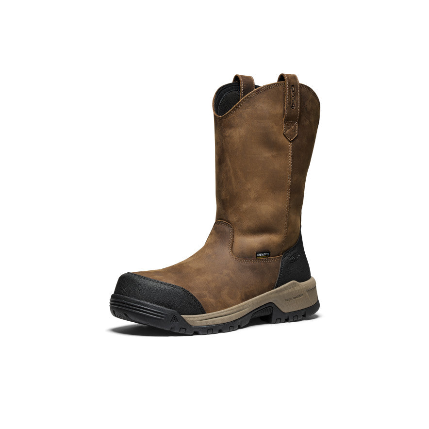 Keen Outlet | Men's Evanston Pull-On Waterproof Boot (Carbon Toe) Bison/Black
