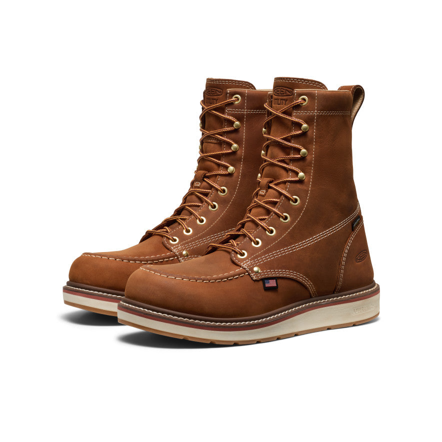 Keen Hot style | Men's Liberty 8" Waterproof Boot (Soft Toe) Leather Brown/Birch