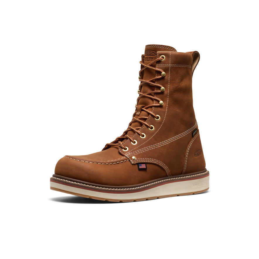 Keen Hot style | Men's Liberty 8" Waterproof Boot (Soft Toe) Leather Brown/Birch