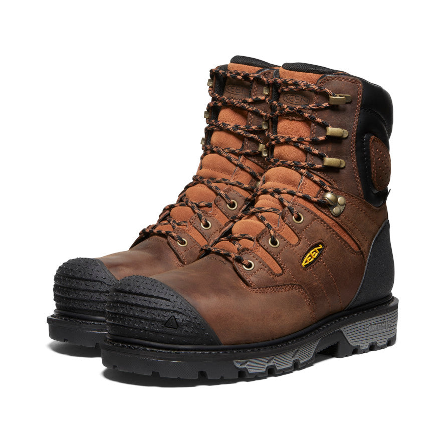 Keen New | Men's Camden 8" Insulated Waterproof Boot (Carbon Toe) Leather Brown/Black