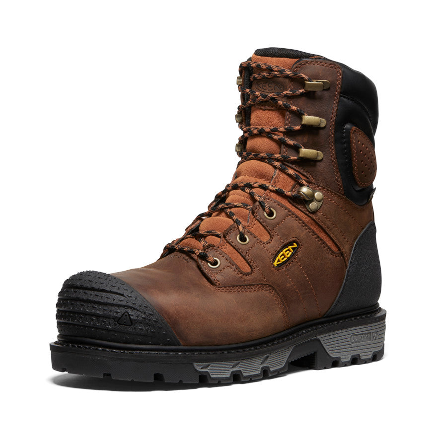 Keen New | Men's Camden 8" Insulated Waterproof Boot (Carbon Toe) Leather Brown/Black