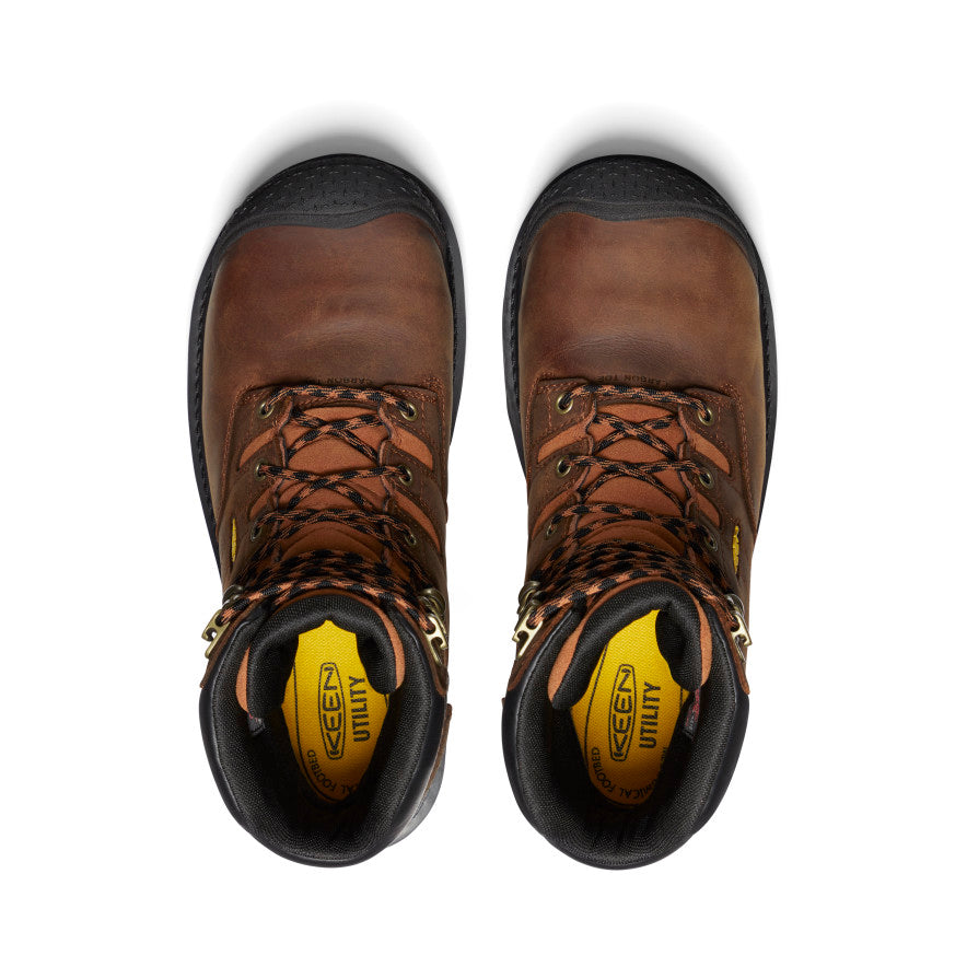 Keen New | Men's Camden 8" Insulated Waterproof Boot (Carbon Toe) Leather Brown/Black