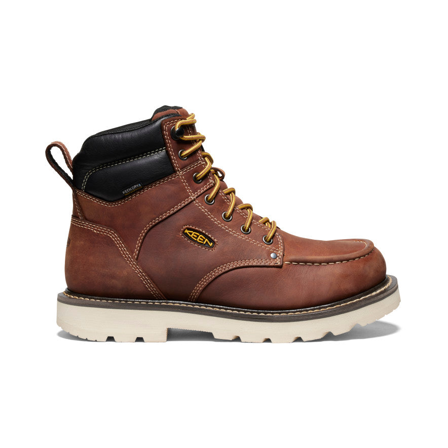 Keen Near Me | Men's Cincinnati 6" Waterproof 90° Heel Boot (Soft Toe) Tuscan Red/Sandshell