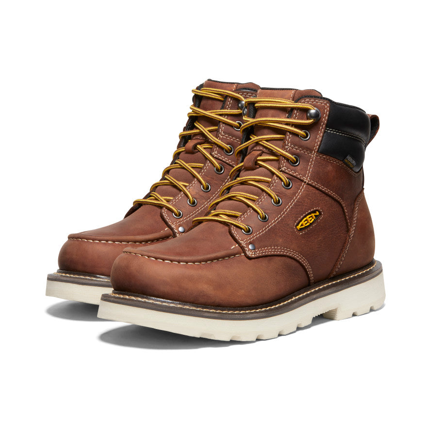 Keen Near Me | Men's Cincinnati 6" Waterproof 90° Heel Boot (Soft Toe) Tuscan Red/Sandshell