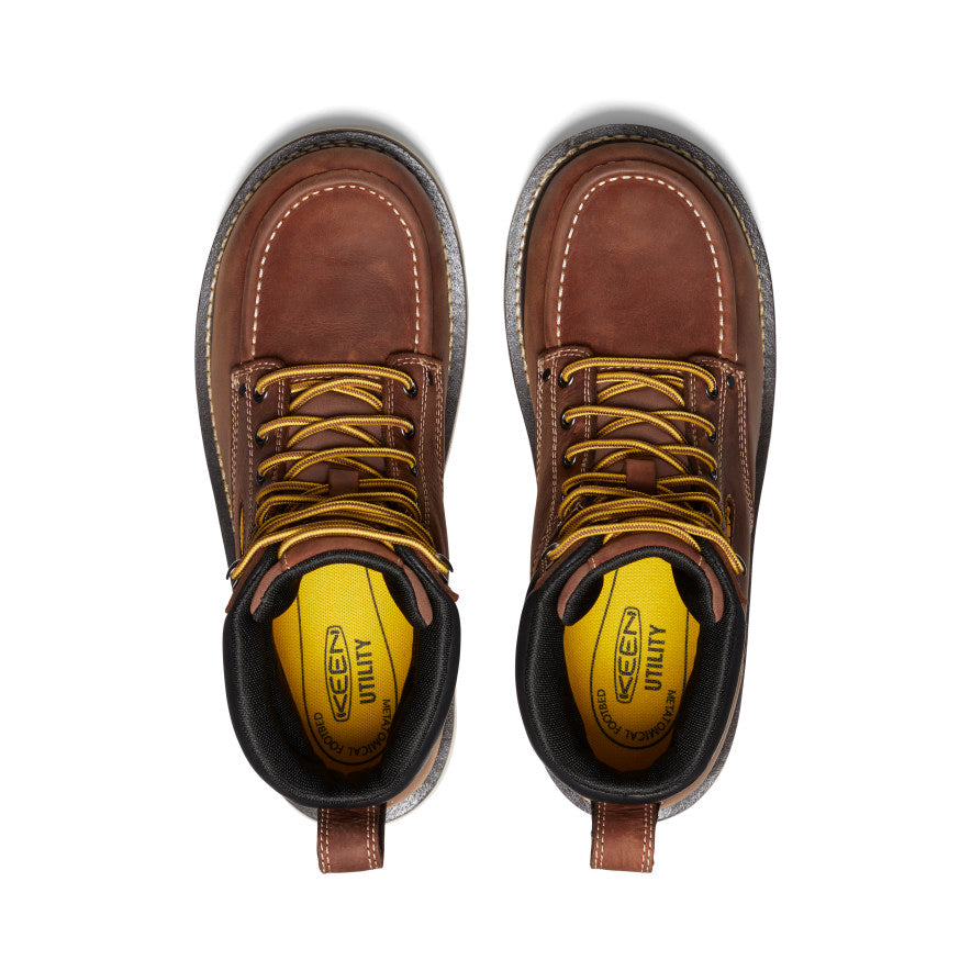 Keen Near Me | Men's Cincinnati 6" Waterproof 90° Heel Boot (Soft Toe) Tuscan Red/Sandshell