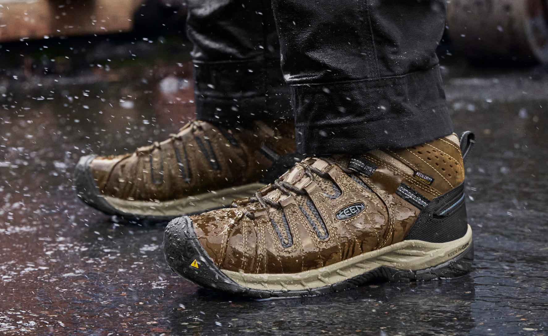 Keen Outlet | Men's Flint II Waterproof Boot (Steel Toe) Cascade Brown/Orion Blue