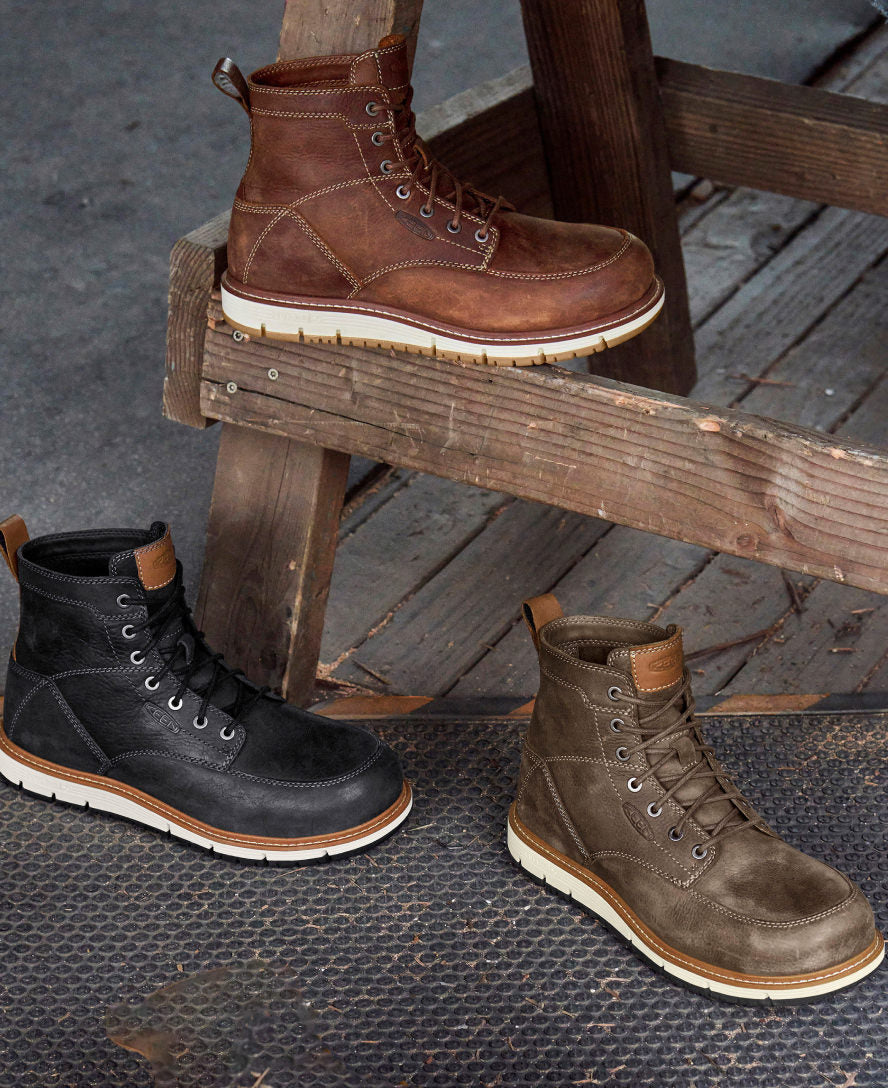 Keen US | Men's San Jose 6" Boot (Aluminum Toe) Black/Caramel Cafe