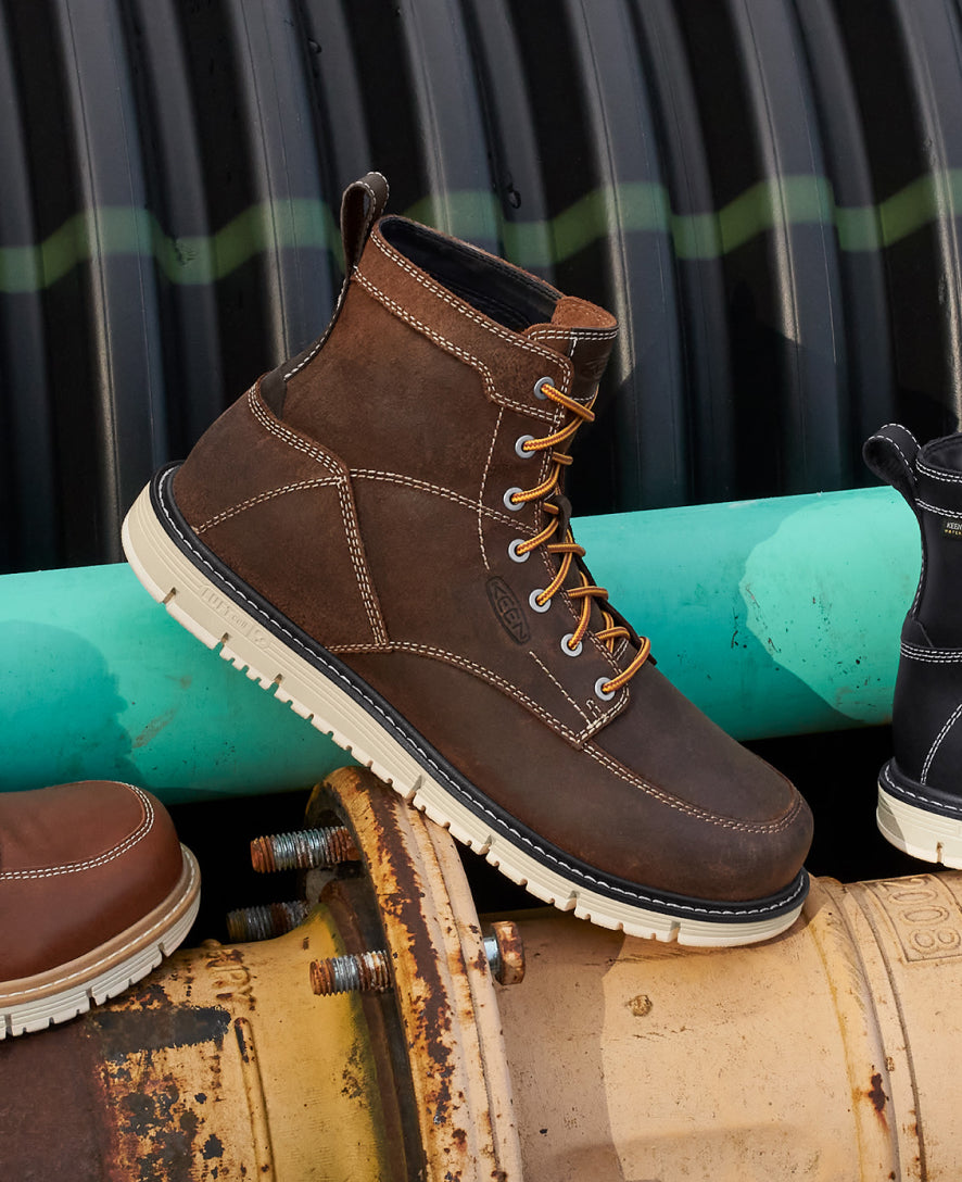 Keen Near Me | Men's San Jose 6" Boot (Soft Toe) Gingerbread/Off White