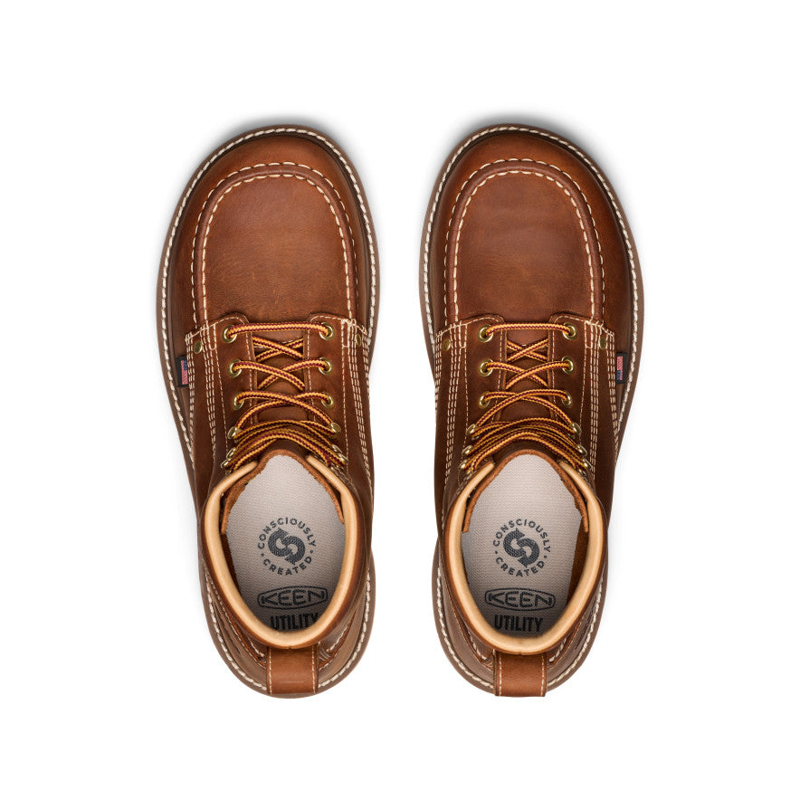 Keen Sale | Men's Liberty 6" Boot (Soft Toe) Leather Brown/Birch