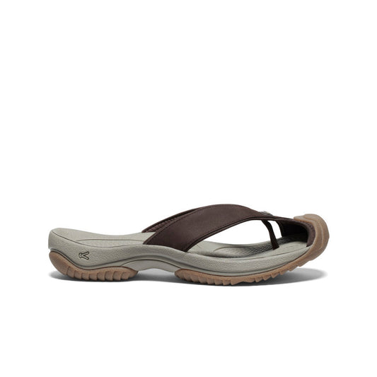 Keen New | Men's Waimea Leather Flip-Flop Java/Plaza Taupe