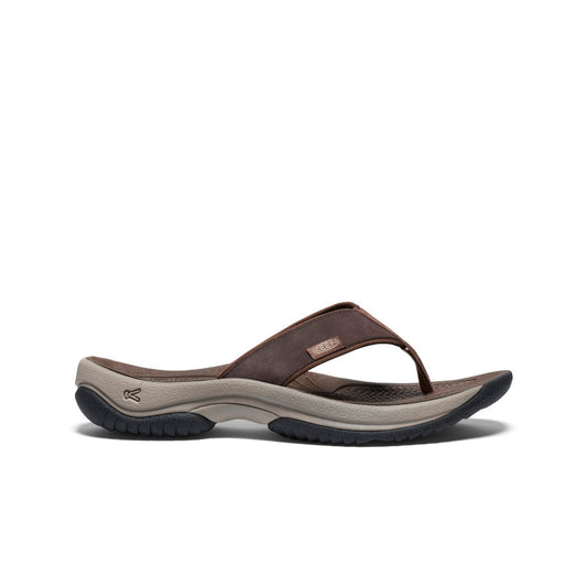 Keen Outlet | Men's Kona Leather Flip-Flop Java/Dark Earth