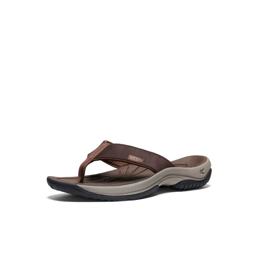 Keen Outlet | Men's Kona Leather Flip-Flop Java/Dark Earth