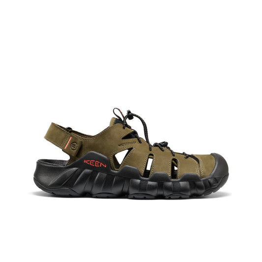 Keen New | Men's Hyperport Fisherman Leather Sandal Dark Olive/Black