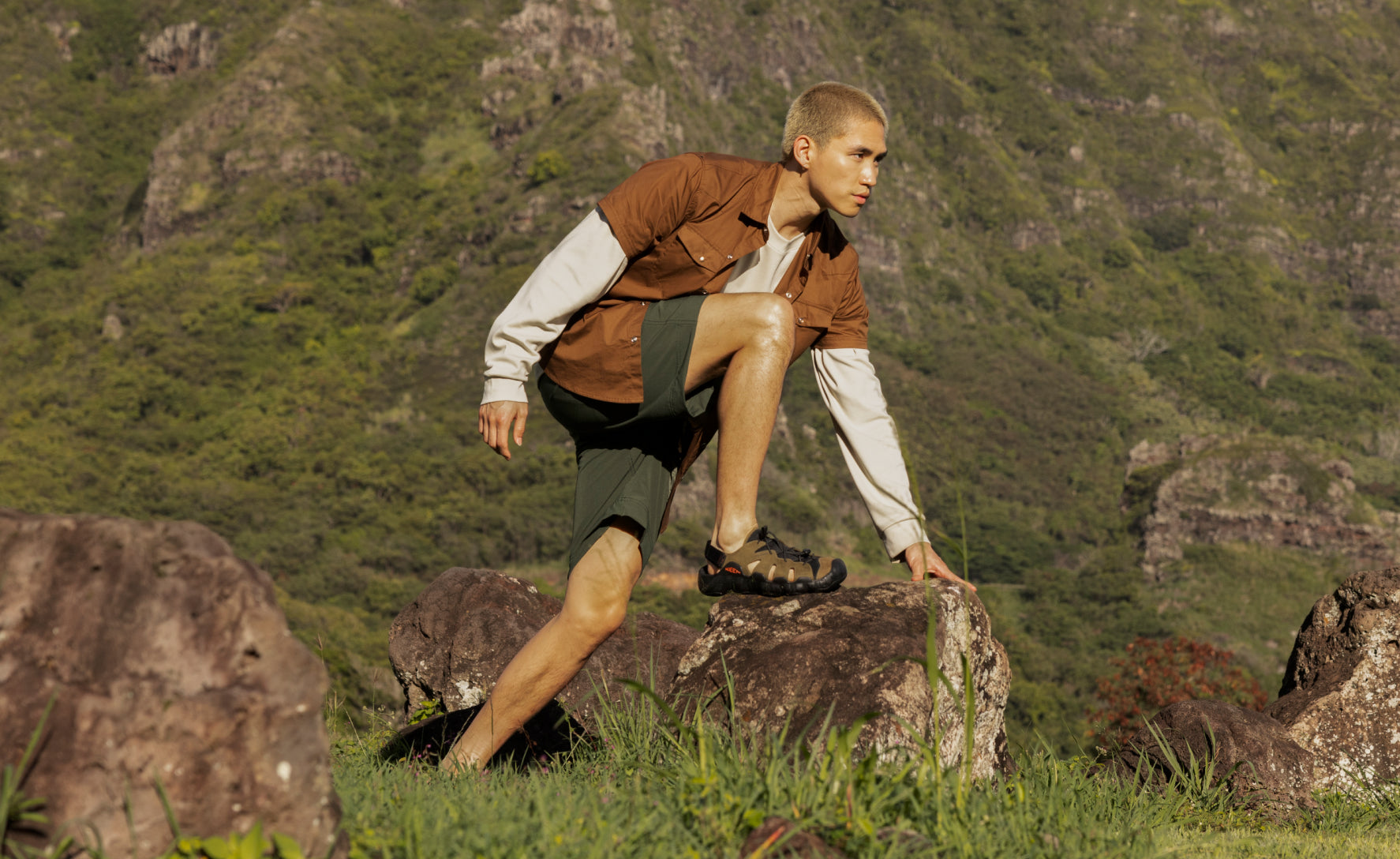Keen US | Men's Hyperport Fisherman Leather Sandal Black/Keen Yellow