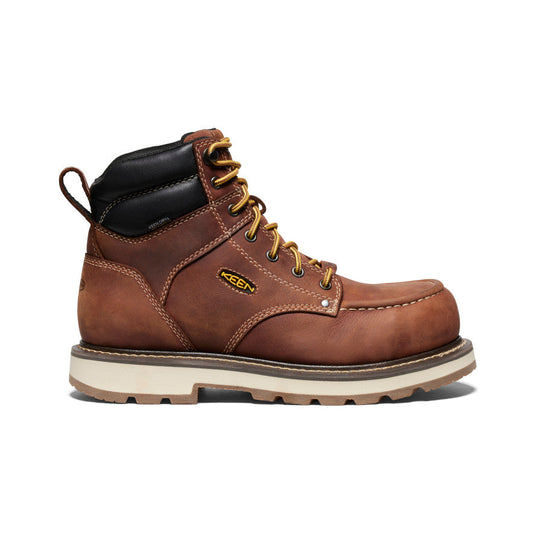 Keen | Men's Cincinnati 6" Waterproof 90° Heel Boot (Carbon Toe) Tuscan Red/Sandshell