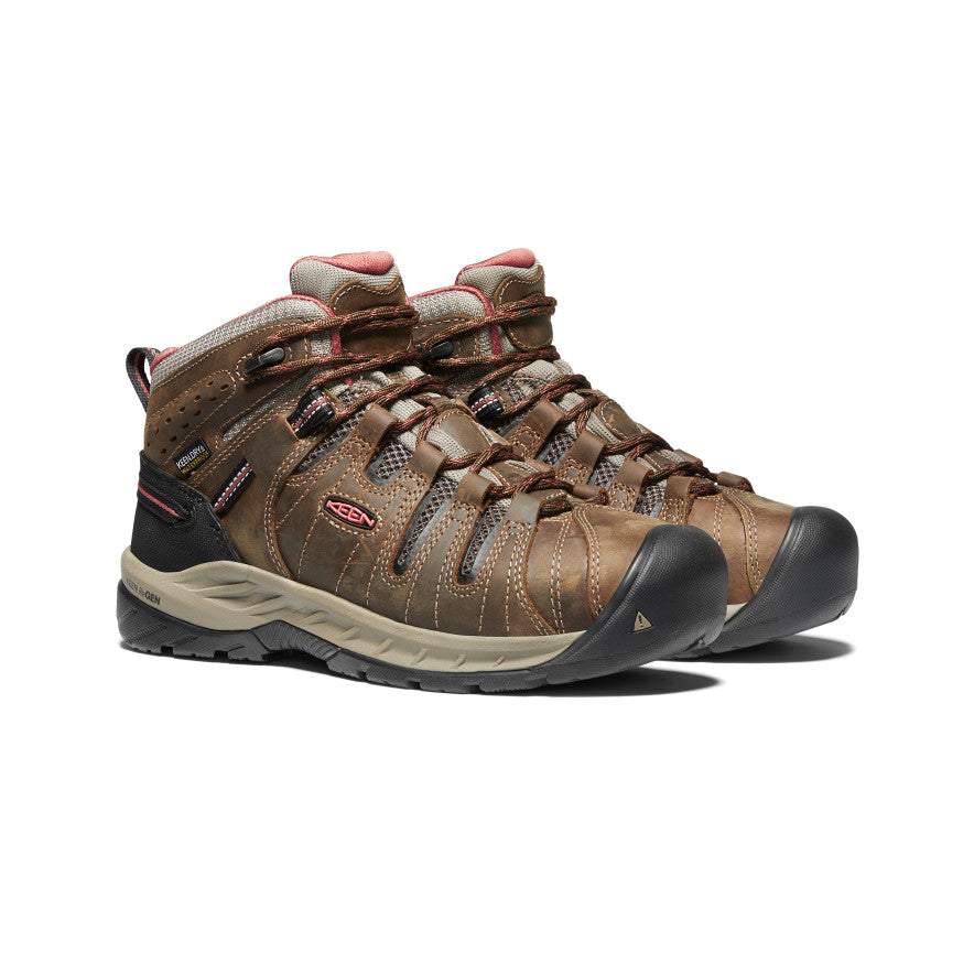 Keen Discount | Women's Flint II Waterproof Boot (Soft Toe) Cascade Brown/Brick Dust