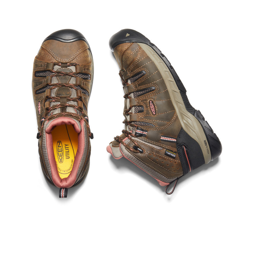 Keen Discount | Women's Flint II Waterproof Boot (Soft Toe) Cascade Brown/Brick Dust