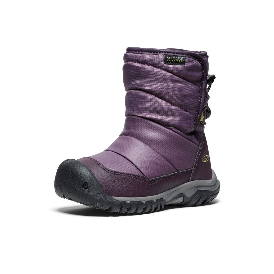 Keen Near Me | Little Kids' Puffrider Waterproof Winter Boot Black Plum/Daiquiri Green
