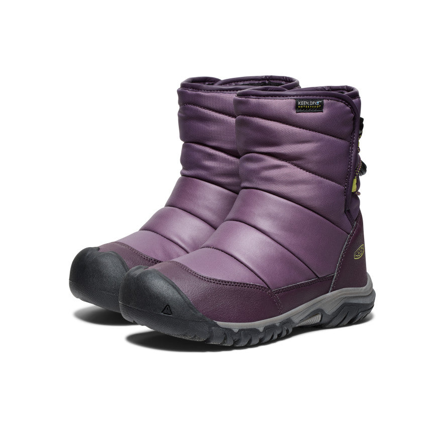 Keen Hot style | Big Kids' Puffrider Waterproof Winter Boot Black Plum/Daiquiri Green