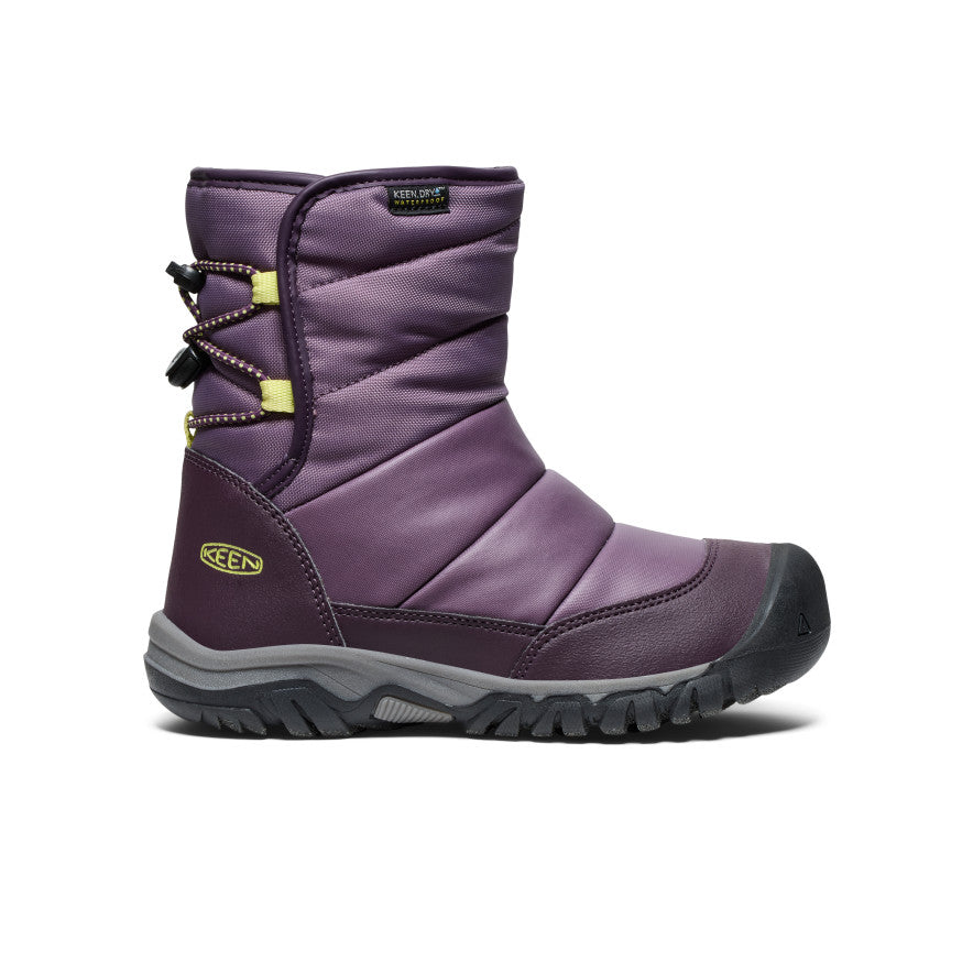 Keen Hot style | Big Kids' Puffrider Waterproof Winter Boot Black Plum/Daiquiri Green