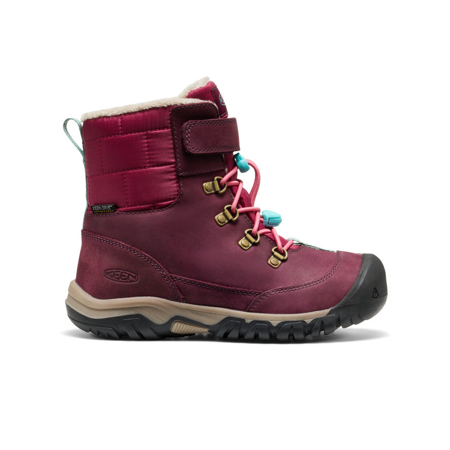 Keen New | Big Kids' Kanibou Waterproof Winter Boot Fig/Pink Lemonade